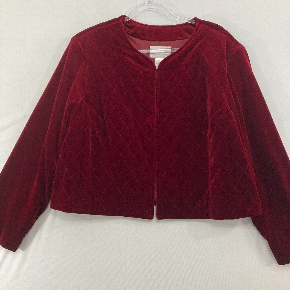 Vintage Susan Graver Jacket size 1X Burgundy Velvet Quilted Evening Romantic